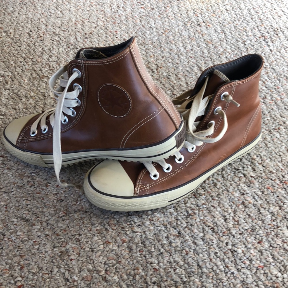New converse brown leather Chuck Taylor high tops